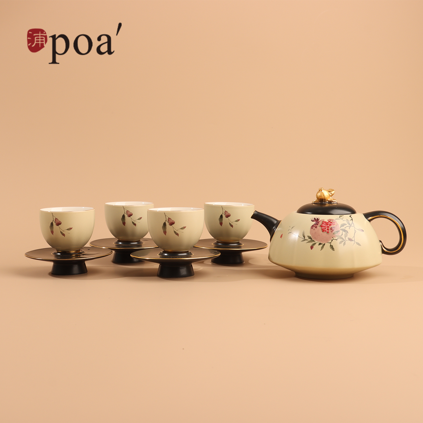 poa陶瓷描金功夫茶具套组高档