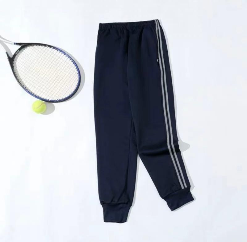 藏蓝色反光条校服裤子小学生两道杠男女春秋款束脚运动裤