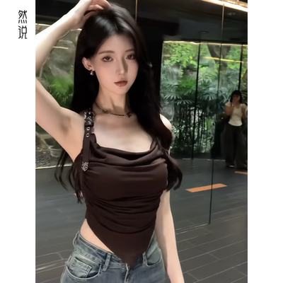 辣妹挂脖吊带纯欲风上衣
