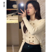 秋冬季 今年流行漂亮小香风白色毛衣女短款 高级感超好看上衣打底衫