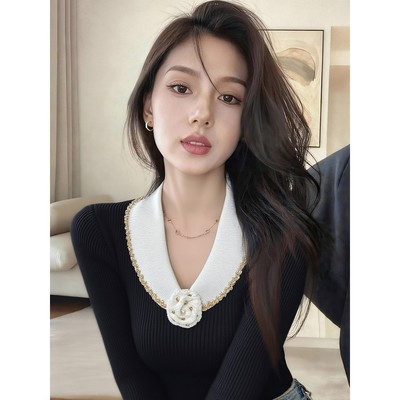 法式小香风重工订珠毛衣针织衫