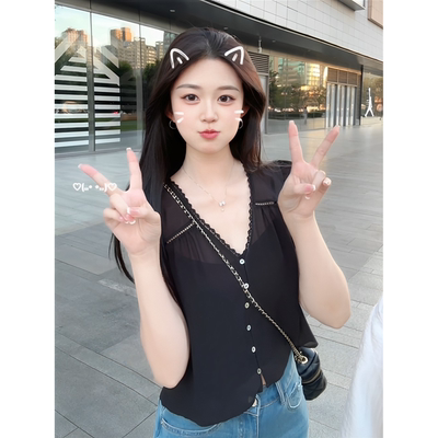 法式高级感小资轻奢烫钻上衣