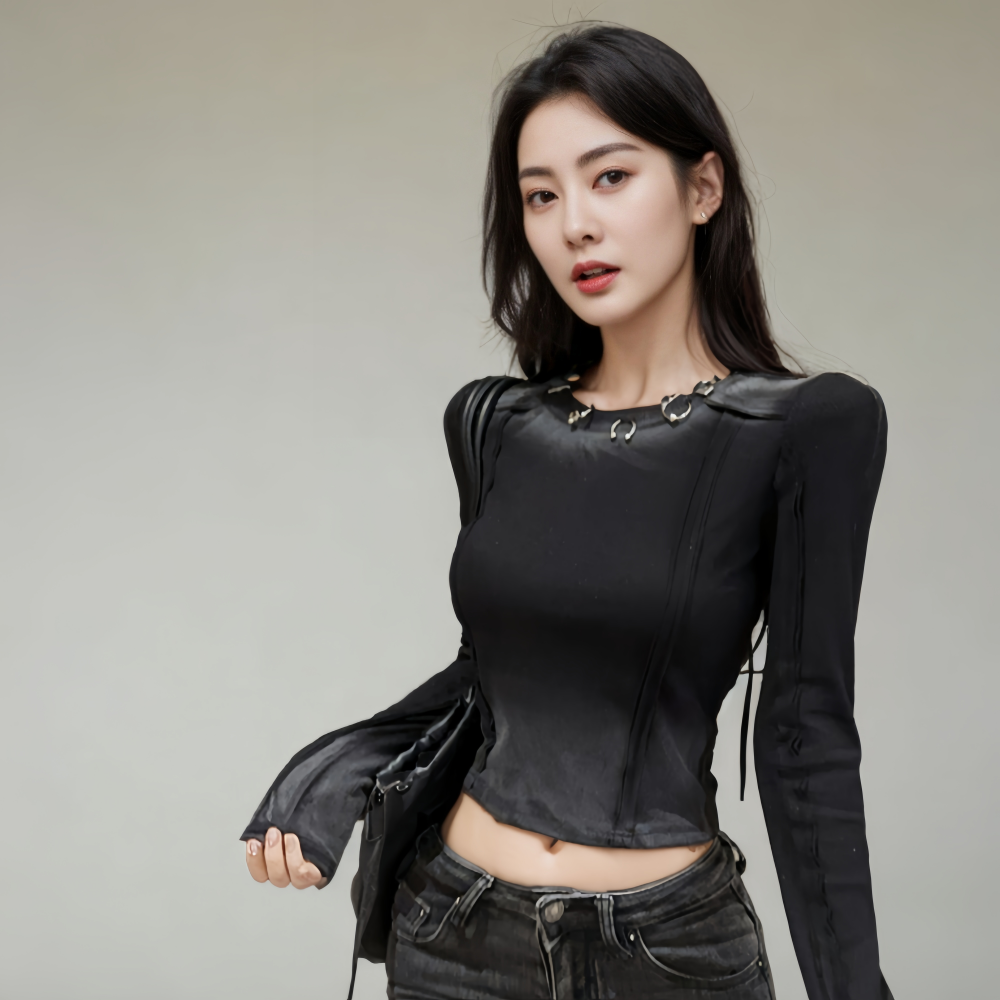 辣妹晕染独特别致上衣短款修身