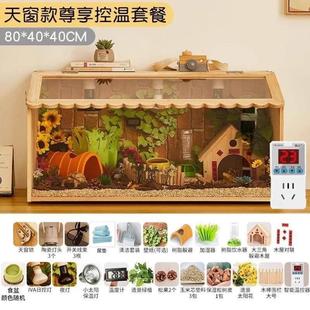 玻璃控睫角守宫黄缘温饲养箱冬眠锹形虫爬虫金丝熊陆地荷兰猪高带