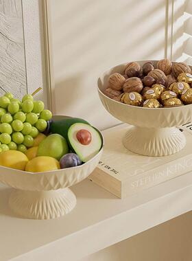 果家盘客厅茶几用高端精致高颜值高脚托盘水果盘沥水过年零食盘子