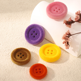 植绒四眼纽扣圆形手缝扣毛呢羊绒大衣风衣羊绒衫 饰百搭扣子 毛衣装