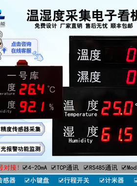 定制室内工业温湿度显示屏4-20mA模拟量RS485通讯LED电子看板直销