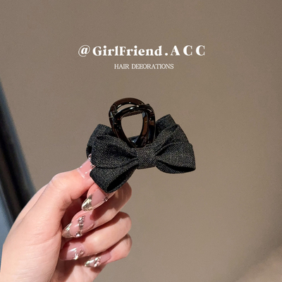 girlfriend！布艺黑色蝴蝶结抓半