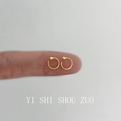 s925纯银小耳环素圈圆珠耳钉睡觉不用摘简约迷你耳骨圈养耳洞耳饰