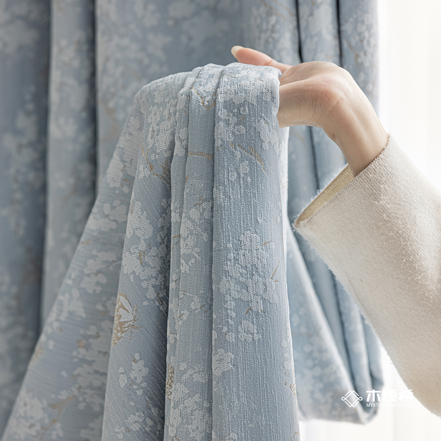 法式田园雪尼尔提花卧室飘窗定制窗帘全遮光客厅落地窗蝴蝶碎花布