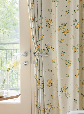 卧室窗帘遮光免打孔安装2024新款挂钩式客厅田园风小清新遮阳布料