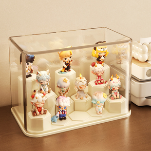 星星人盲盒收纳展示架透明亚克力手办展示柜小型阶梯防尘收纳盒子