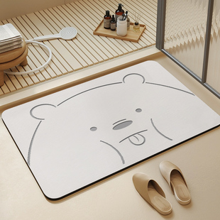 卫生间浴室吸水地垫硬硅藻泥门口速干防滑脚垫洗手间厕所垫子地毯