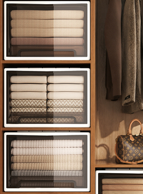 日本抽屉式收纳箱2026新款衣服整理箱透明盒储物衣柜收纳分层神器