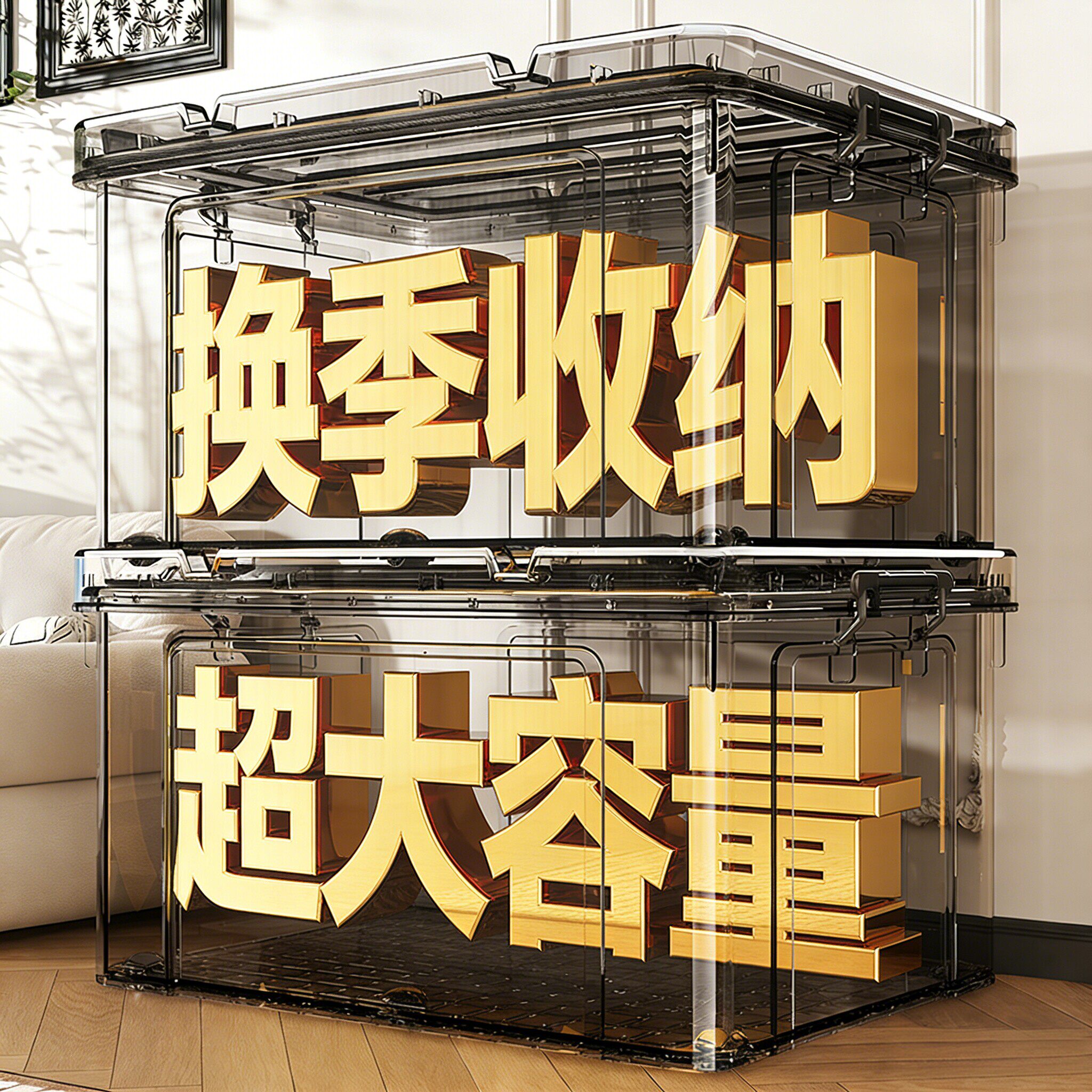 被子专用大容量衣服收纳箱透明家用塑料收纳盒整理箱后备储物箱子