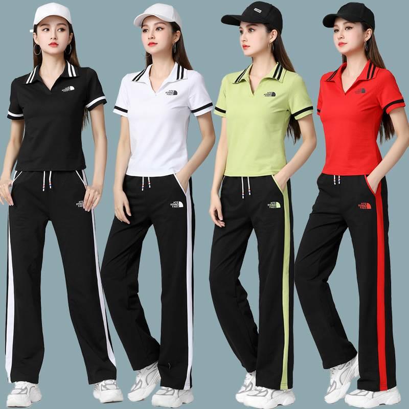 2023广场舞服装女夏季新款套装短袖上衣时尚休闲运动服舞蹈演出服
