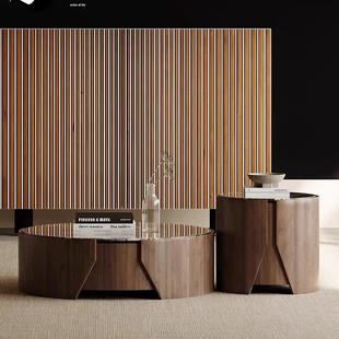 Tide Leader意式极简设计师高端大理石茶几组合客厅家用圆形茶几