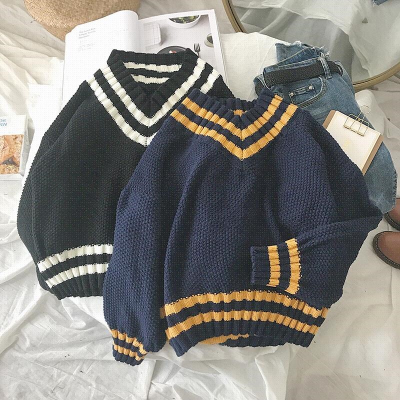 Autumn V-neck Sweater Women Vintage Jumper Blue Knitted在类目 女装/女士精品, 毛衣中 - 来自Buy2taobao.com提供专业的淘宝代购服务