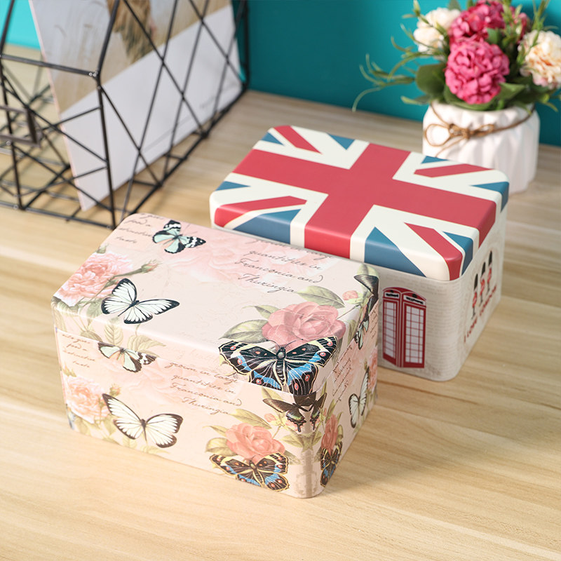 创意桌面零食糖果带盖盒子密封零钱铁盒大号长方形信封储物收纳盒