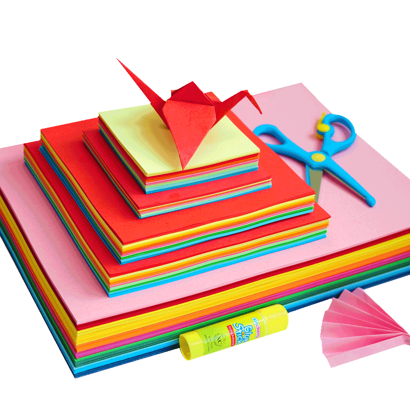 正方形彩纸20x20cm厘米手工纸儿童正方形彩色折纸15cm幼儿园千纸鹤纸飞机diy专用小学生红色剪纸a4长方形软纸
