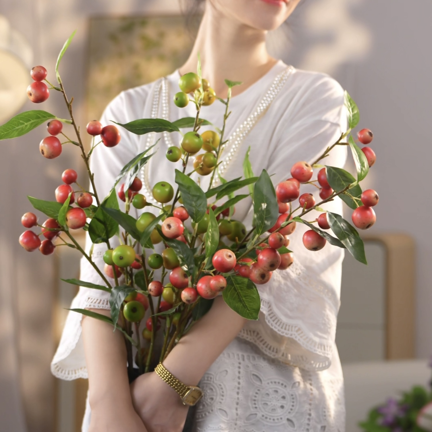 海棠果 小苹果花 仿真水果 餐桌花 仿真花