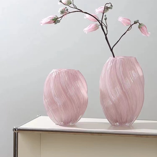 麦芽糖玻璃花瓶 大号花瓶粉色系列可水培鲜花 花器