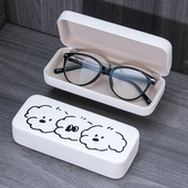 森系可爱卡通眼镜盒简约时髦高档PU皮近视眼镜墨镜防摔情侣收纳盒
