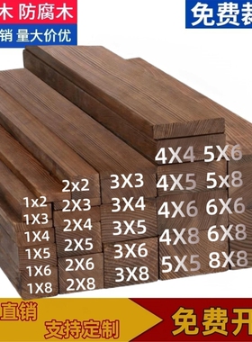 木条木方实木松木防腐碳化木花园地板户外护墙板龙骨木庭院葡萄架