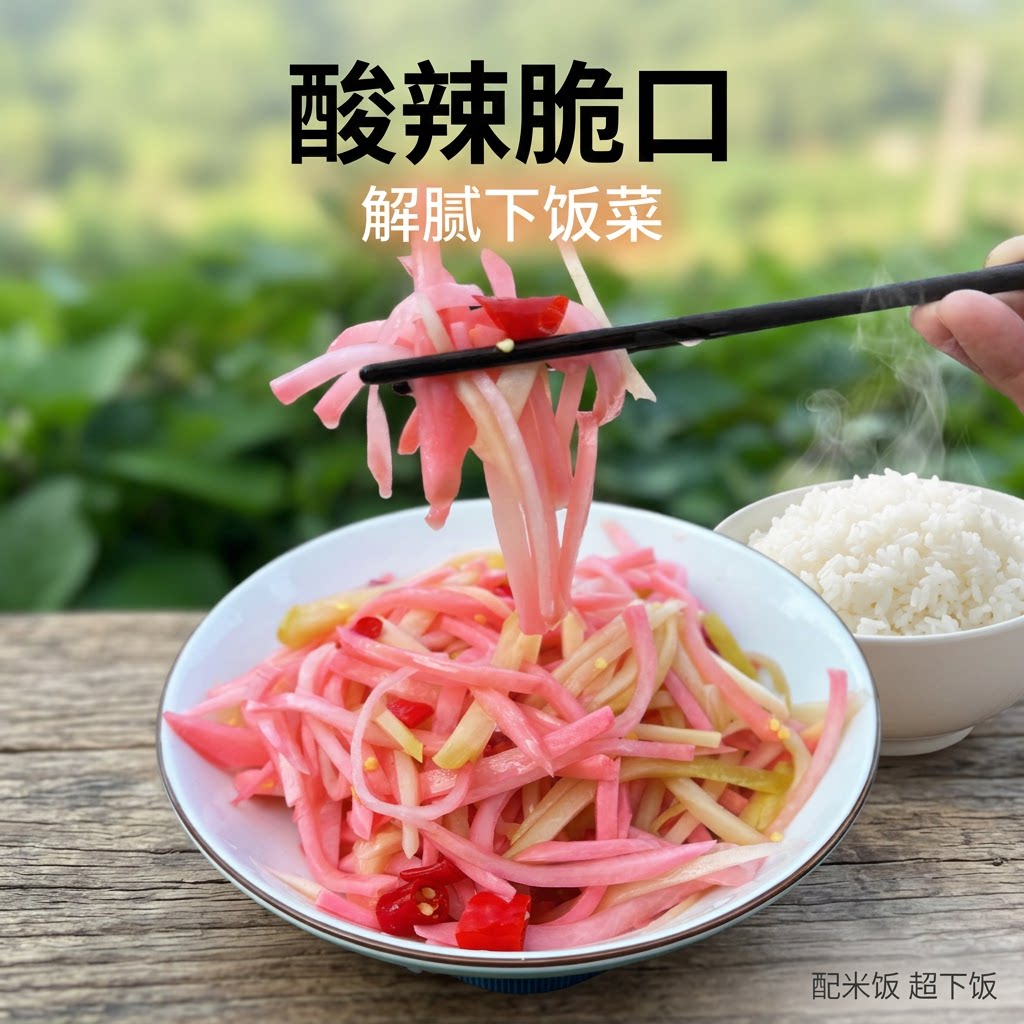 四川酸萝卜泡菜丝农家老母水泡佛手瓜辣椒仔姜开味即食学生党咸菜