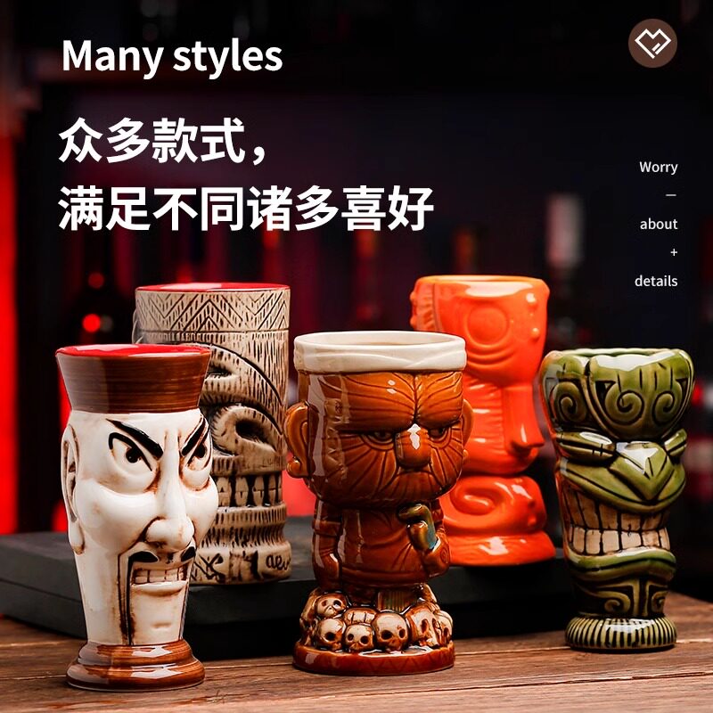 个性陶瓷tiki杯人物酒杯图腾杯僵尸杯TIKIMUG夏威夷鸡尾酒杯