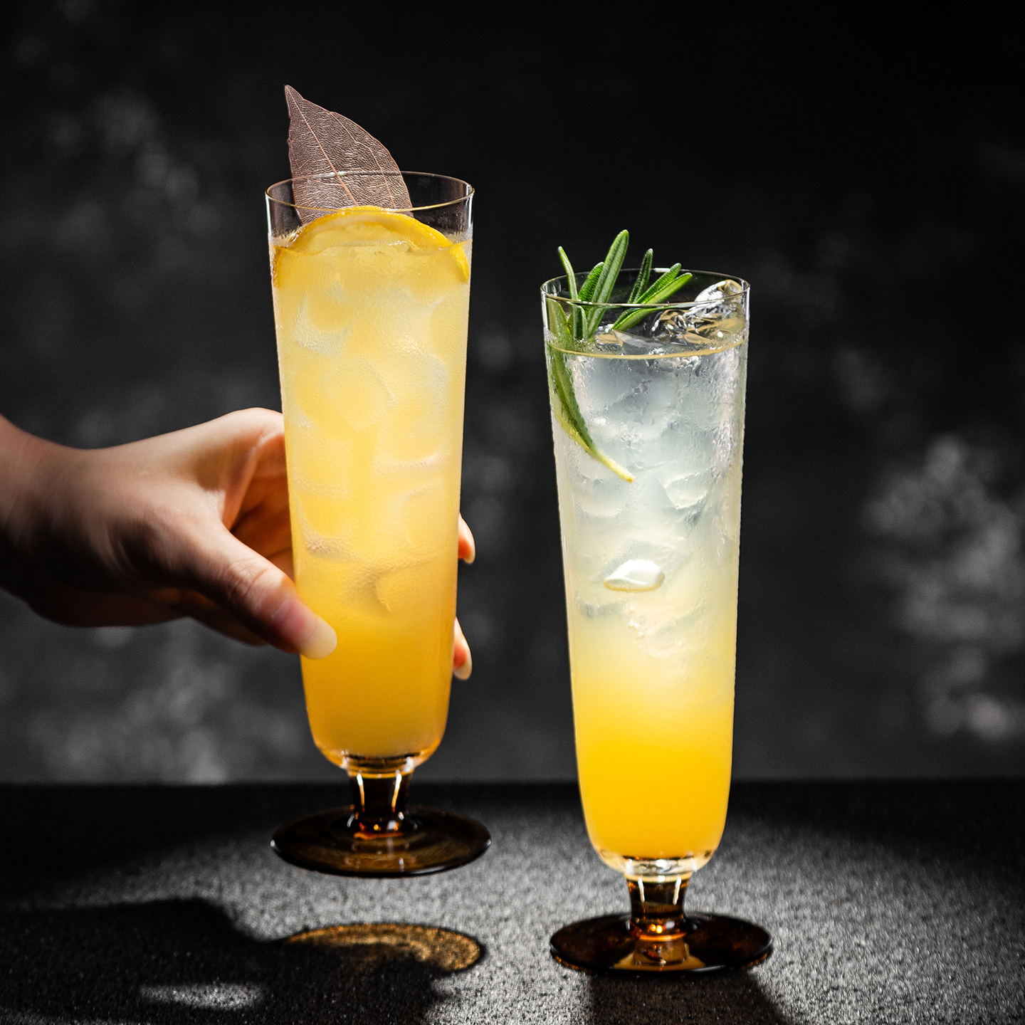 高脚杯长饮杯琥珀底果汁杯