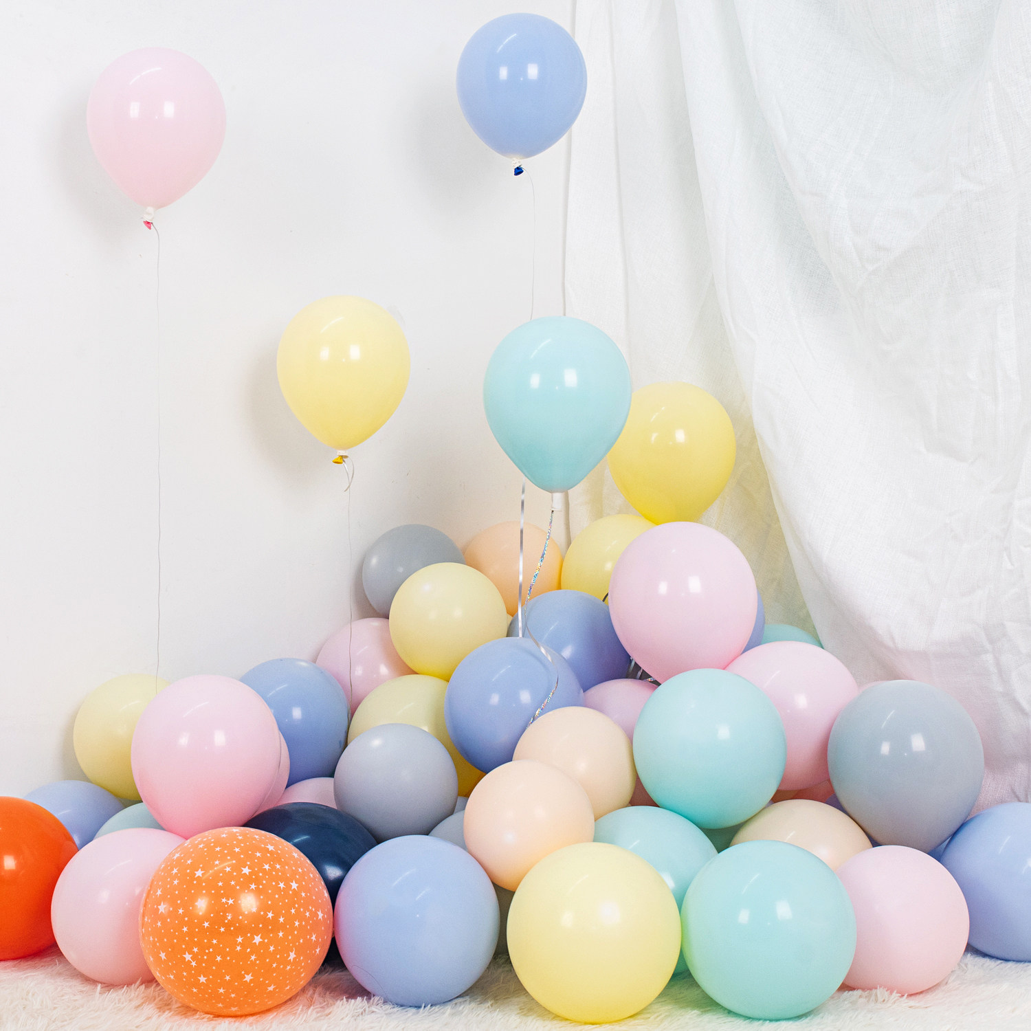 10寸马卡龙双层套色系糖果色飘空气球宝宝1周岁生日趴体布置装饰2
