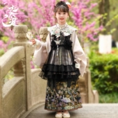 连衣裙明制汉服织金马面裙套装 忘天涯国风新款 女儿童汉洋折衷罩衫