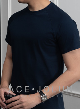 【索罗娜冰棉】纯色速干透气短袖T恤男士弹力插肩袖凉感棉夏季