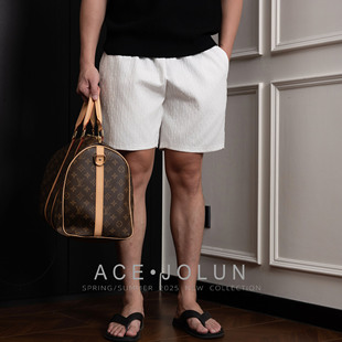 白色休闲四分短裤男夏2025新款夏季薄款外穿潮牌男士沙滩运动裤子