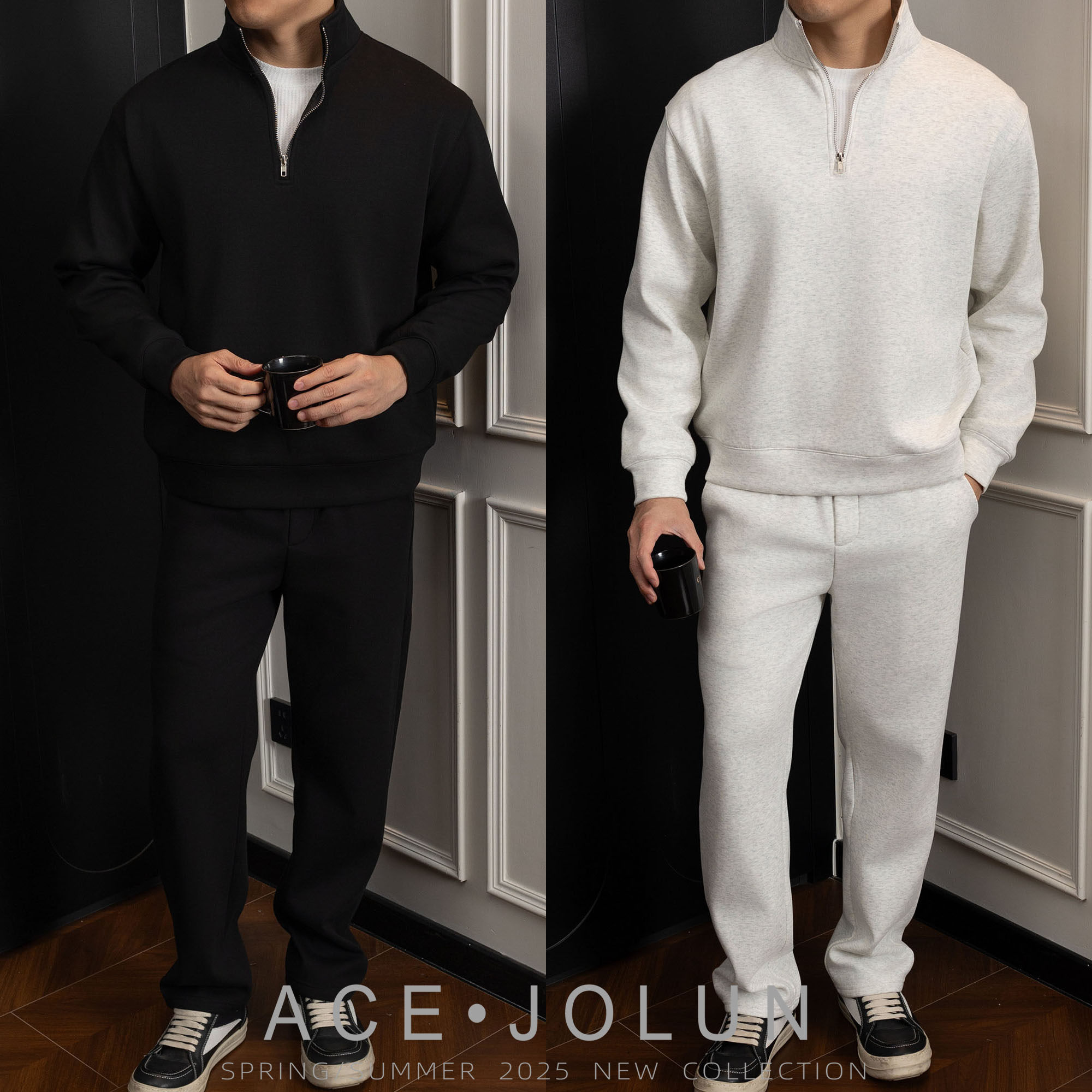 【海与浪】黑色加绒休闲套装