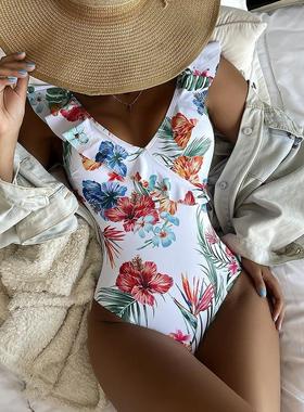 Printed swimsuit women's conservative one-piece swimsuit