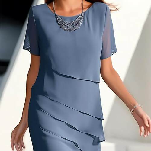 Dress patchwork short sleeved dress
