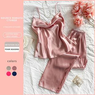 thin sleepwear home clothing suspender Ice season silk