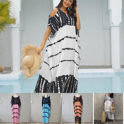 Beach top off shoulder long robe long skirt bikini