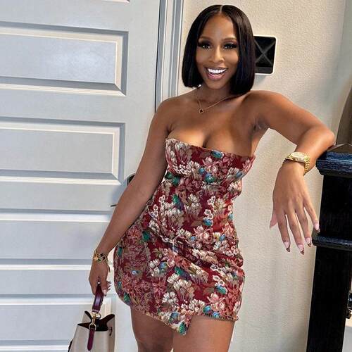 Sleeveless off shoulder strapless flower patterned dress