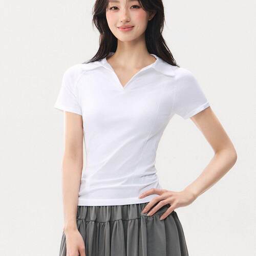 Sports short sleeved women's neck tennis yoga suit T-shirt