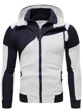 Double zipper hoodie hooded men's hoodie with spliced