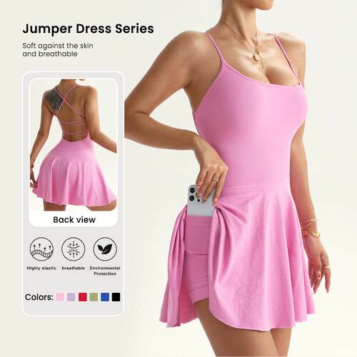One piece tennis skirt with chest cushion, anti glare