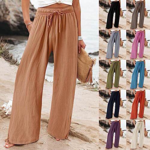A large number of long pants tied to beach pants