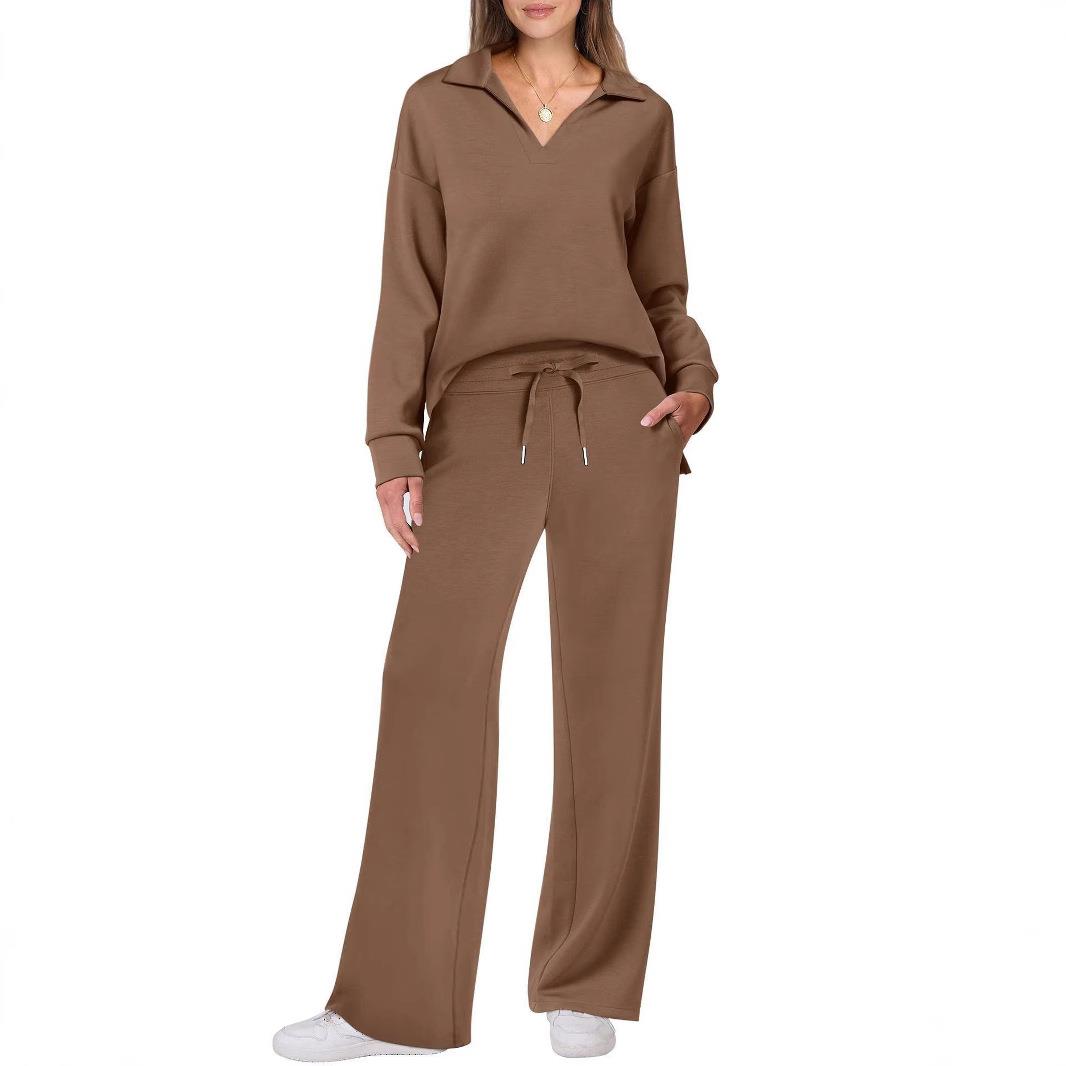Women's long sleeved drawstring pants set