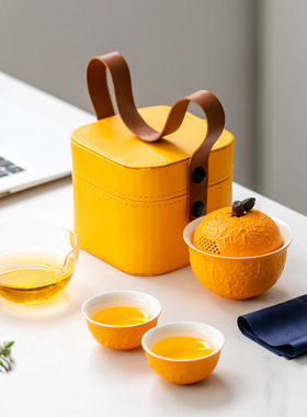 旅行茶具套装大吉大利快客杯陶瓷一壶三杯式手抓壶礼品logo