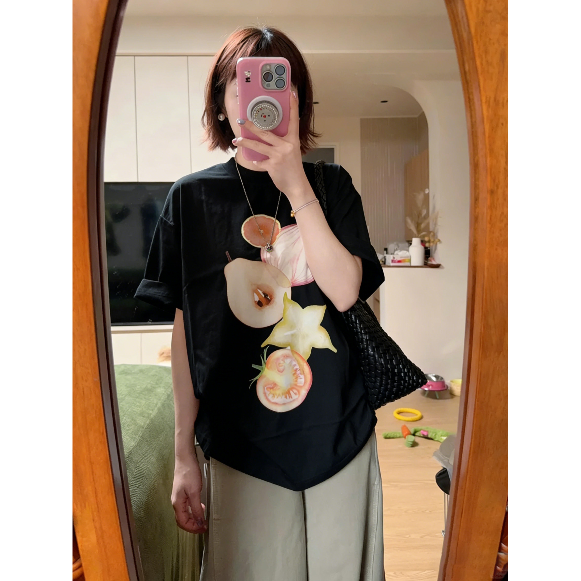 胖mm水果印花纯棉短袖T恤女2026夏季新款大码宽松百搭显瘦上衣潮