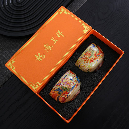 龙凤对杯汝窑单杯高档主人泡茶