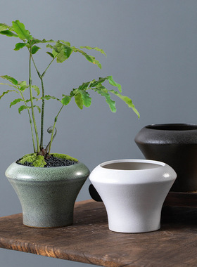 手工陶罐大号复古粗陶多肉老桩盆大口绣球花盆月季盆复古民宿装饰